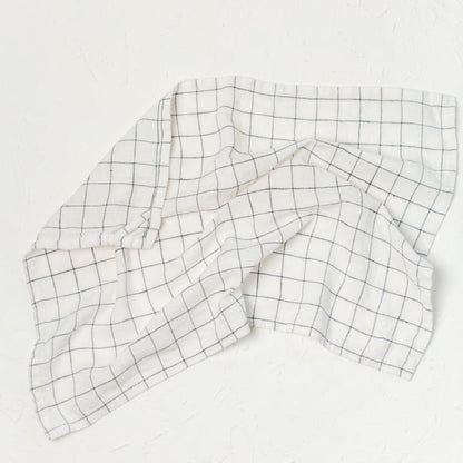 Stone Washed Linen Tea Towel - Windowpane