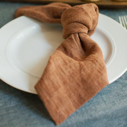 Stone Washed Linen Napkins, Terracotta - set of 4