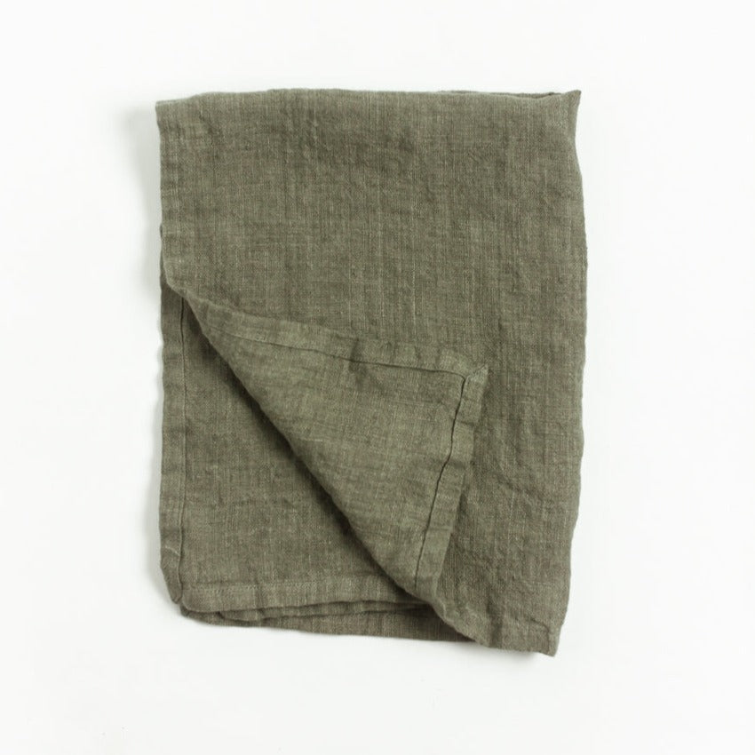 Stone Washed Linen Tea Towel - Sage