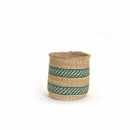 Iringa Basket - Turquoise Stripe