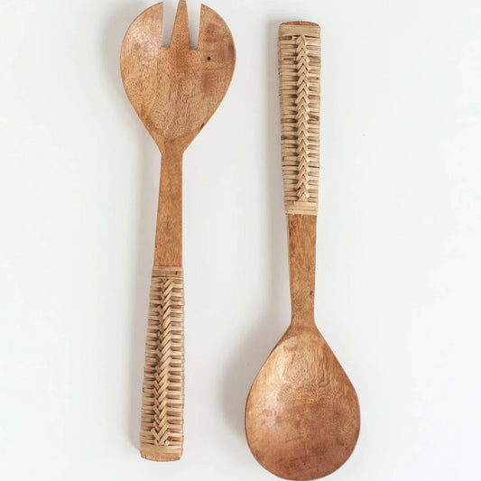 Braided Mango Wood Salad Servers