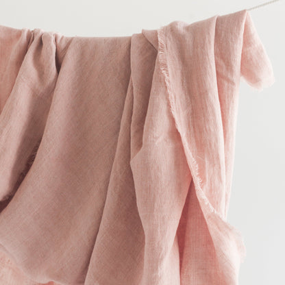 Stone Washed Linen Throw - Blush