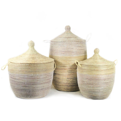 Large Two-Tone Basket - Natural + White